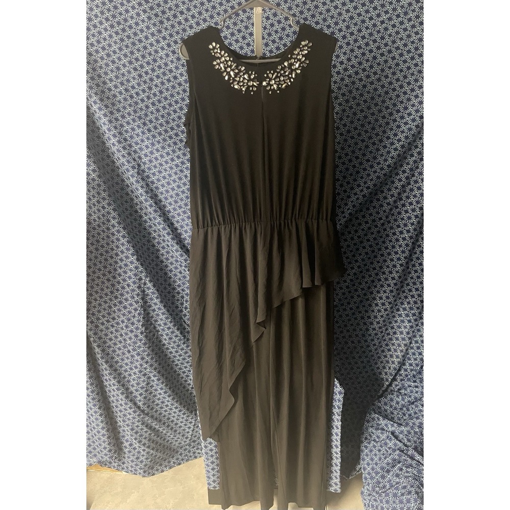 Susan Graver Artisan Jumpsuit Black Liquid Knit Sz XL Women's NWT